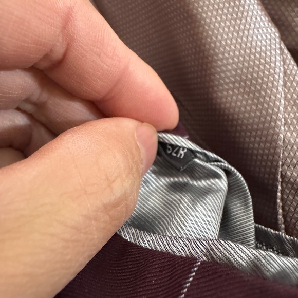 Vinci‎ Philosophy Mens Burgundy Plaid Double Breasted Suit Check 52R 42W - Picture 6 of 7